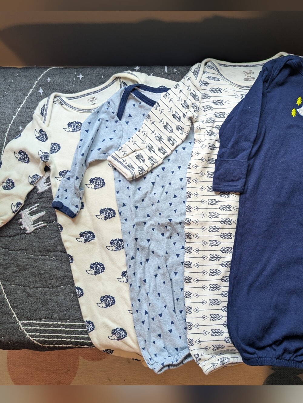 Gerber 0-6mo Baby Boys Navy and Cream Blue Pajama Bundle